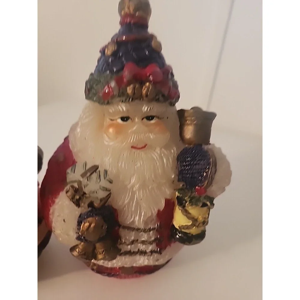 Vintage Set of 2 - OLD WORLS ROUND BOTTOM SANTA CANDLES
